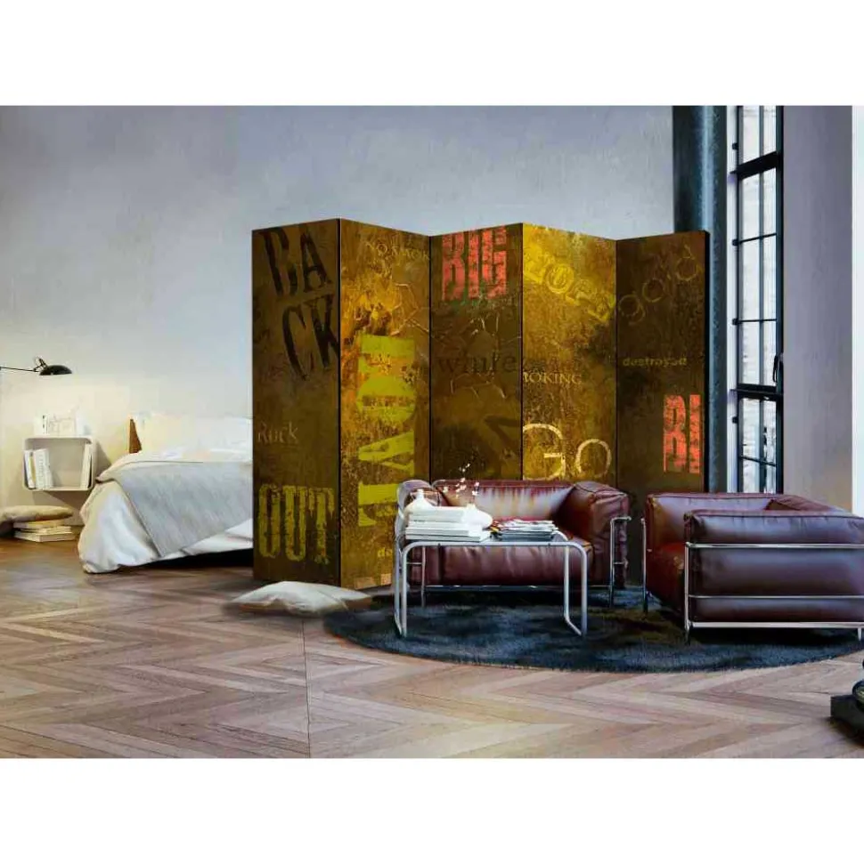 Mehrfarbiger Design Paravent mit Schrift - Jabota