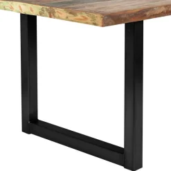 Mehrfarbiger Esstisch Altholz Shabby Chic Enjadara mit Stahl Schwarz