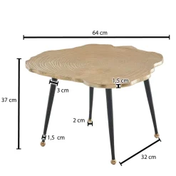 Metall Couchtisch mit Alu Platte im Baumscheiben Design - Lavetras
