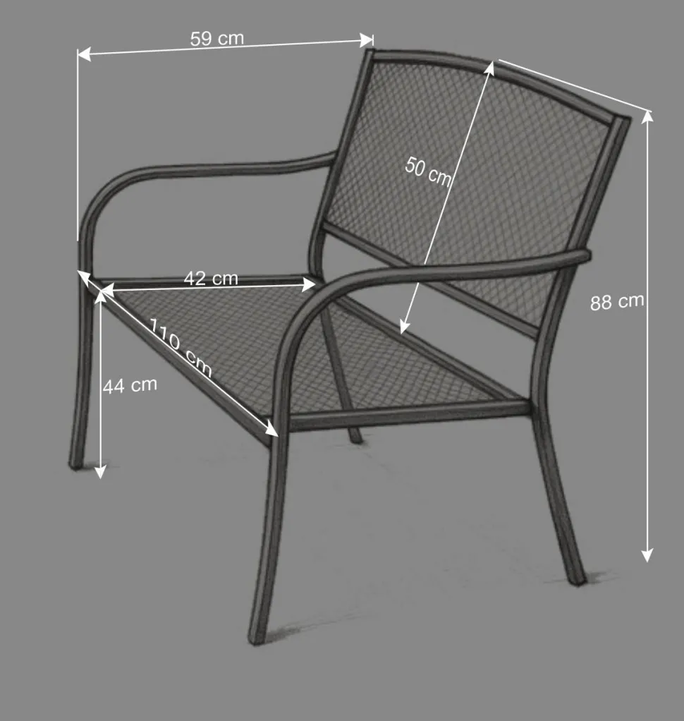 Metall Gartenbank in Dunkelgrau - Labelsio