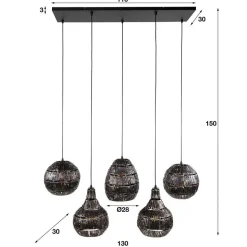 Metall Hängelampe mit fünf Schirmen - Herri