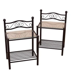 Metall Nachttisch Cosmona mit Glasplatte (Set)