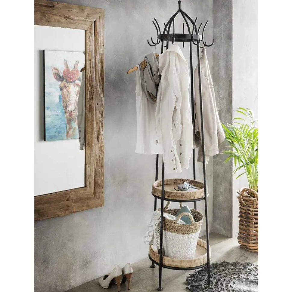 Metall Standgarderobe mit zwei Holzablagen - Pears