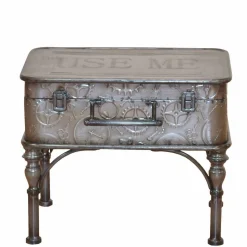 Metall Truhentisch im Koffer Design mit Print Magic Industry Style