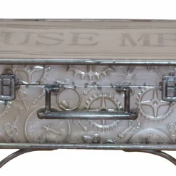 Metall Truhentisch im Koffer Design mit Print Magic Industry Style