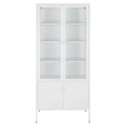Metall Vitrinenschrank in Weiß - Fortinos