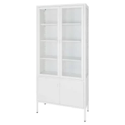 Metall Vitrinenschrank in Weiß - Fortinos