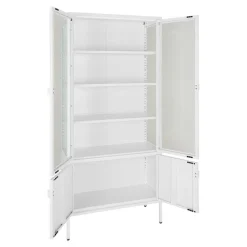 Metall Vitrinenschrank in Weiß - Fortinos