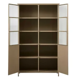 Metall Vitrinenschrank in Khaki - Gabadoza