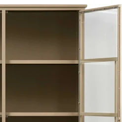 Metall Vitrinenschrank in Khaki - Gabadoza