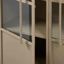 Metall Vitrinenschrank in Khaki - Gabadoza