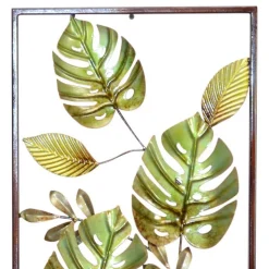 Metall Wandbilder mit Dschungel Blatt Motiv Droad je 35x91x4 cm (2er Set)