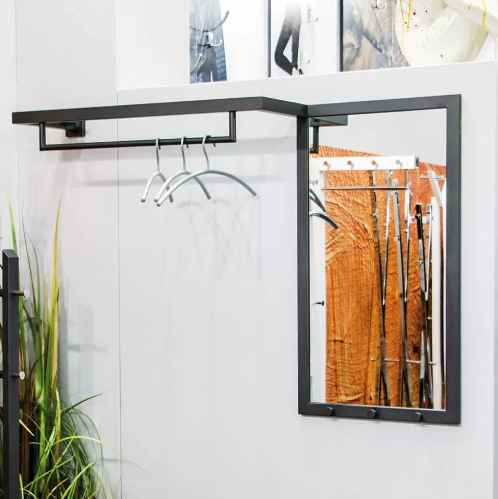 Metall Wandgarderobe mit Spiegel - Saguni