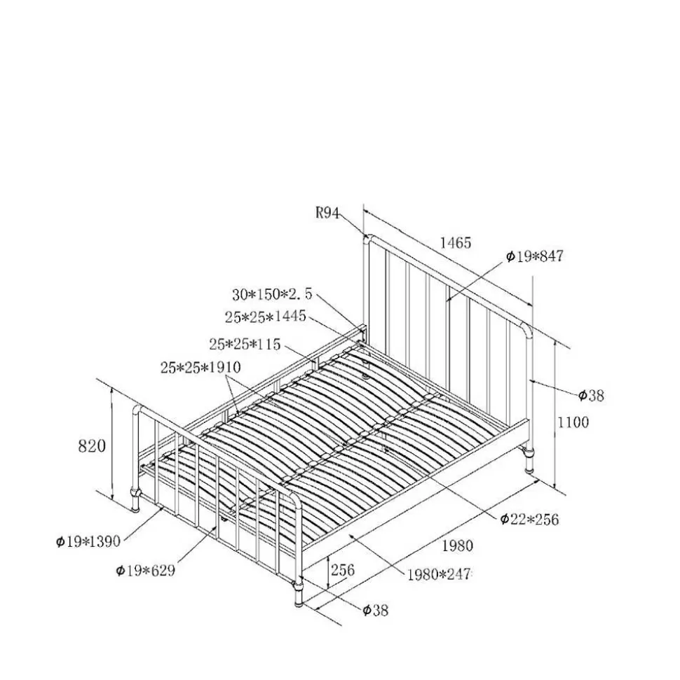 Metallbett mit Gitter-Kopf- und Fußteil - Auricos
