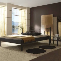 Metall-Doppelbett Looks in Schwarz (dreiteilig)