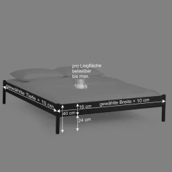 Metall-Futonbett Jack ohne Kopfteil (dreiteilig)