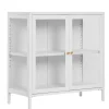Metall-Vitrinen-Kommode in Weiß - Lititia