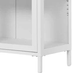 Metall-Vitrinen-Kommode in Weiß - Lititia