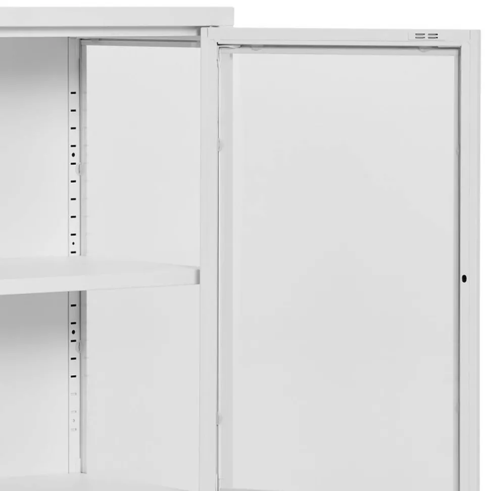 Metall-Vitrinen-Kommode in Weiß - Lititia