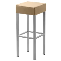 Microfaser Hocker in Beige & Silber - Sognory