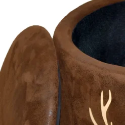 Microfaser Hocker in Braun mit Hirsch Kopf - Arnhild