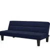 Microfaser Schlafsofa in Blau mit Schwarz - Hanniba