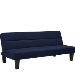 Microfaser Schlafsofa in Blau mit Schwarz - Hanniba