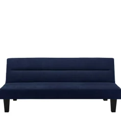 Microfaser Schlafsofa in Blau mit Schwarz - Hanniba