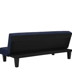 Microfaser Schlafsofa in Blau mit Schwarz - Hanniba