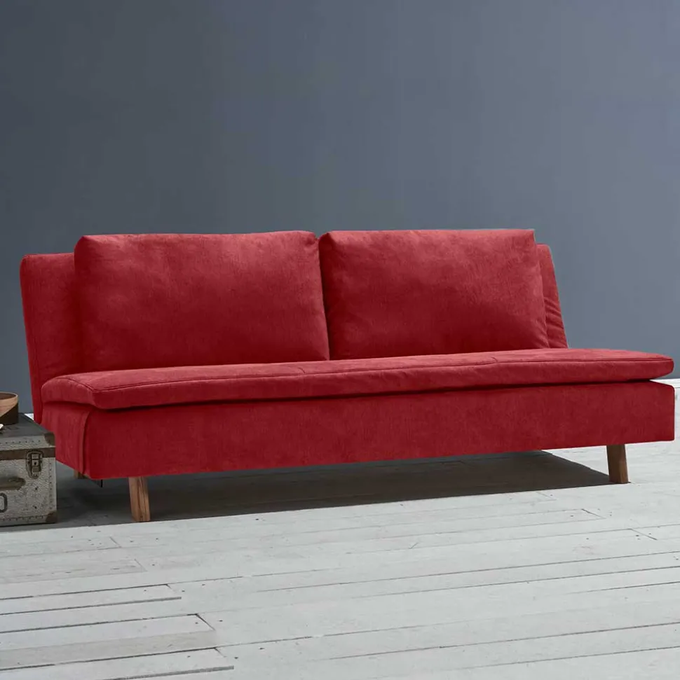 Microvelours Bettcouch in Dunkelrot - Java