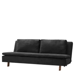 Microvelours Klappsofa in Schwarz - Ocna