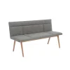 Mid Century Esstisch Bank in Grau Webstoff - Tucina