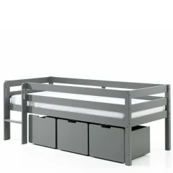 Mini Hochbett mit Absturzsicherung in Grau - Joina