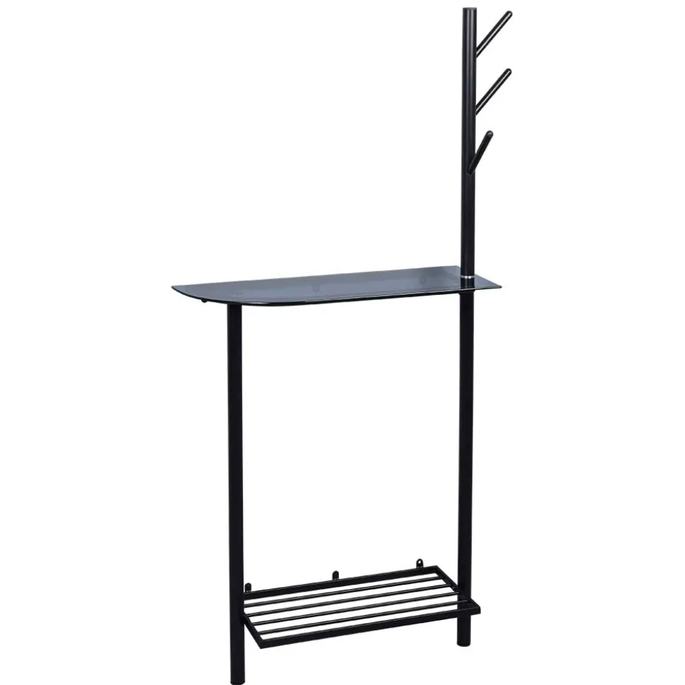 Minimalistische Garderobe in Schwarz mit Glasablage - Jenver