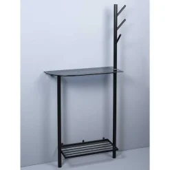 Minimalistische Garderobe in Schwarz mit Glasablage - Jenver