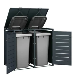 Mülltonnenbox in Anthrazit für zwei Tonnen - Rovert