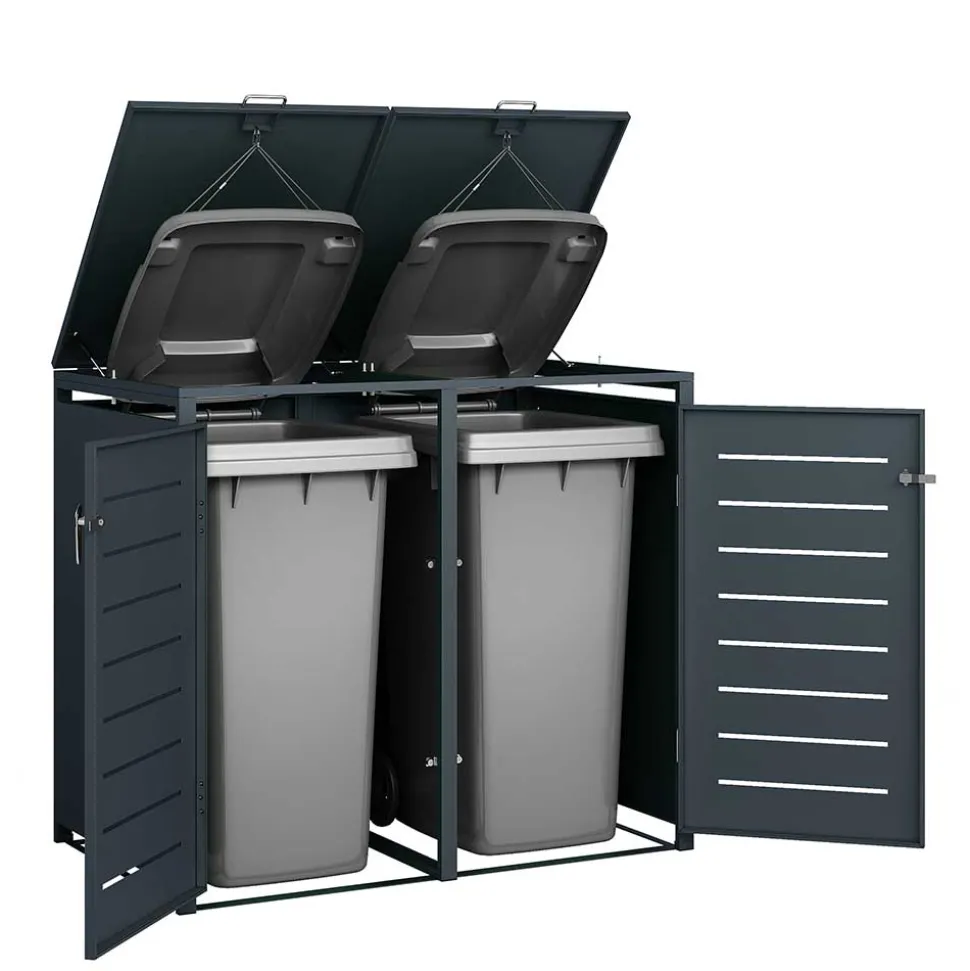 Mülltonnenbox in Anthrazit für zwei Tonnen - Rovert