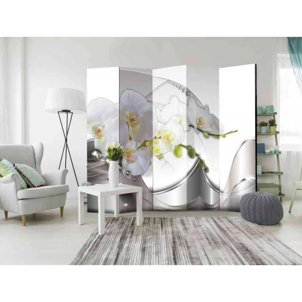 Mobile Trennwand mit weißen Orchideen - Valentino