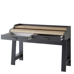 Modern Country Computertisch in Grau & Eiche - Joe