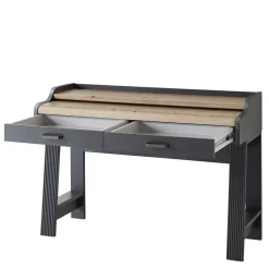 Modern Country Computertisch in Grau & Eiche - Joe