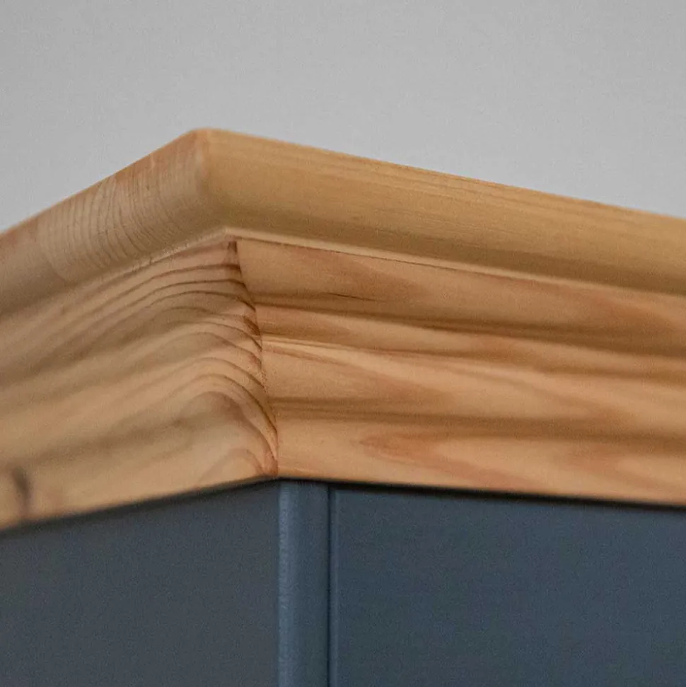 Modern Country Nachtkommode in Grau & Kiefer - Eromsia