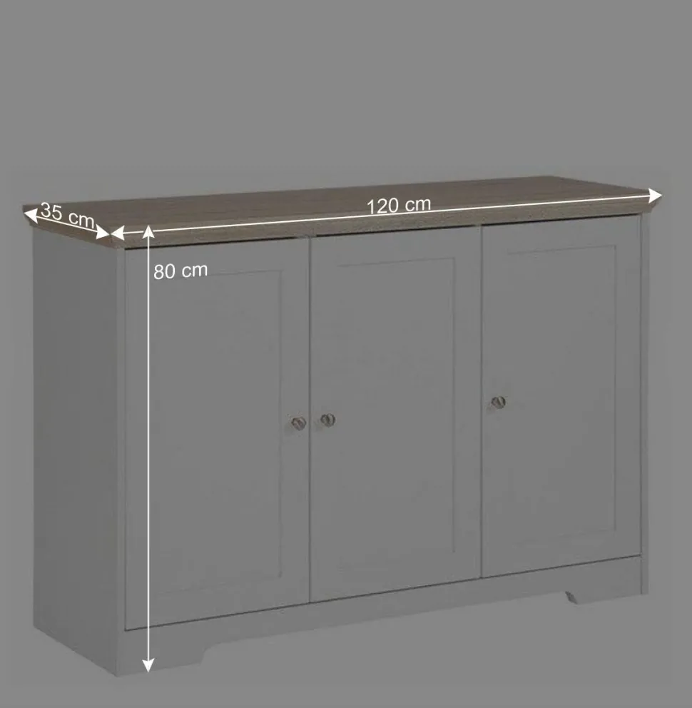 Modern Country Türen-Kommode in Weiß & Eiche - Akedra