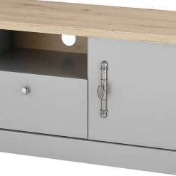 Modern Country TV Board in Lichtgrau & Eiche - Buleta