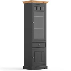 Modern Country Vitrine in Grau & Kiefer - Eromsia