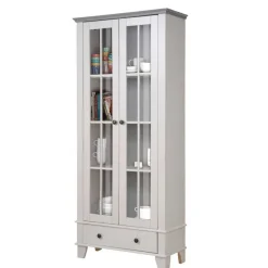 Modern Country Vitrine in Weiß mit Grau - Sumatra