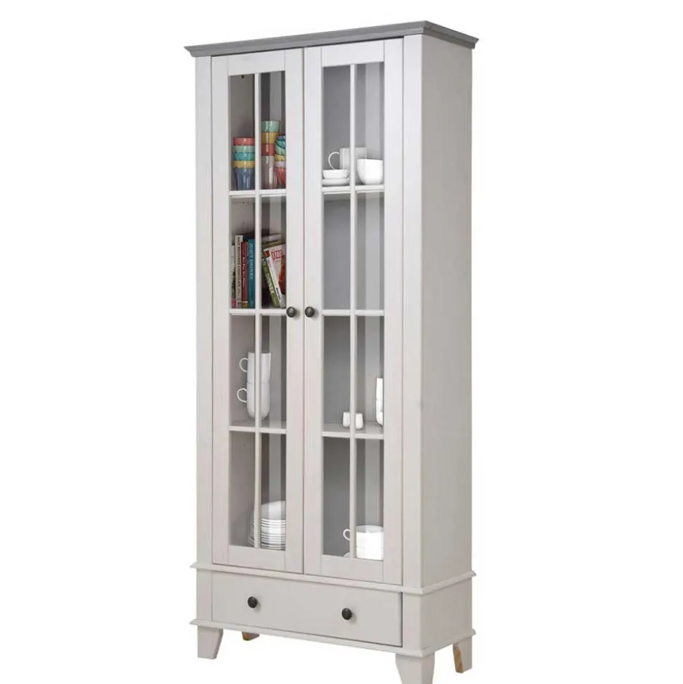 Modern Country Vitrine in Weiß mit Grau - Sumatra