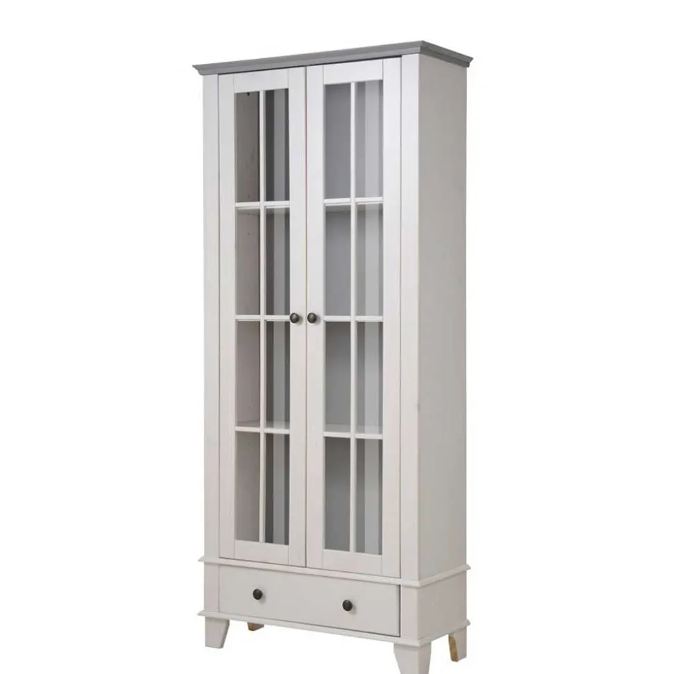 Modern Country Vitrine in Weiß mit Grau - Sumatra