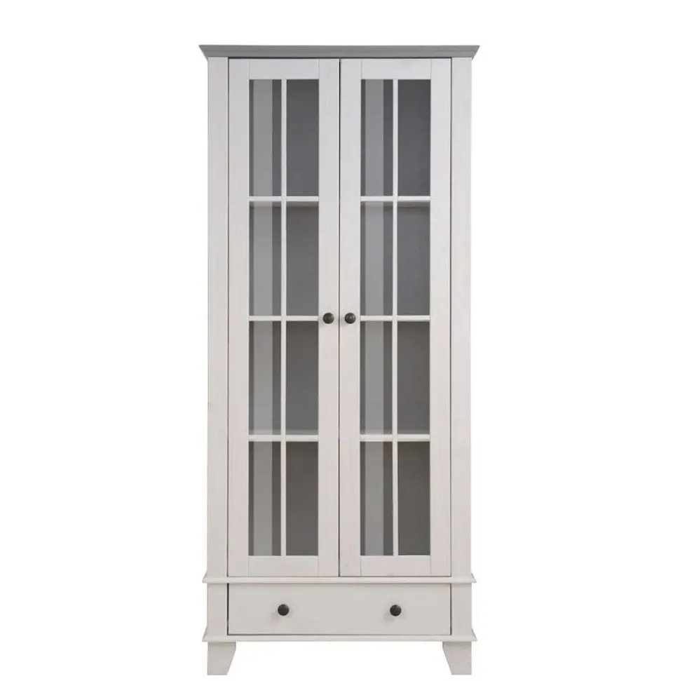 Modern Country Vitrine in Weiß mit Grau - Sumatra