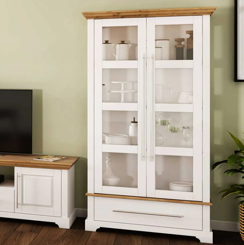 Modern Country Vitrinenschrank zweifarbig - Eyzaco