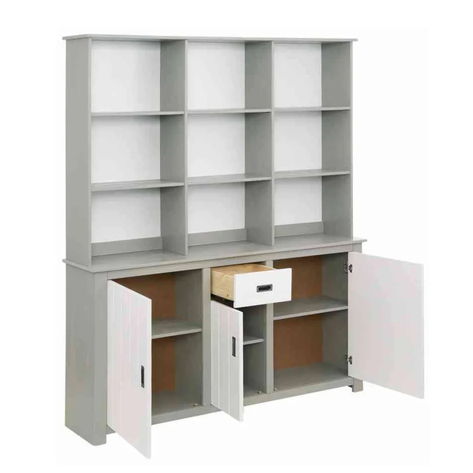 Moderne Anrichte mit Regal in Weiß & Grau - Lurgeno